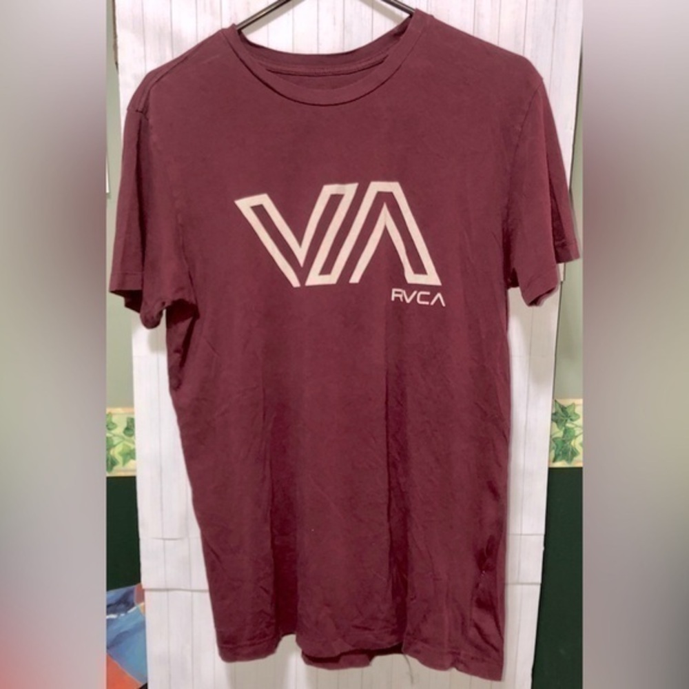 ☔️RVCA vintage wash maroon cotton T-shirt
